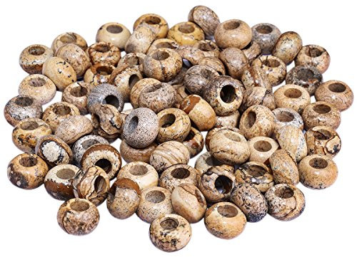 KYEYGWO 20Pcs Großes Loch Lose Perlen für die Schmuckherstellung - Rondelle Polierte Steinperlen und Charms Fit European Snake Chain Armband - großer Satz Schmuckperlen, Bild Jasper