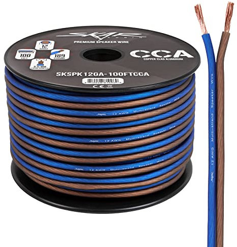 Skar Audio 12 Gauge AWG Audio Speaker Wire - 100 Feet (Blue/Brown)