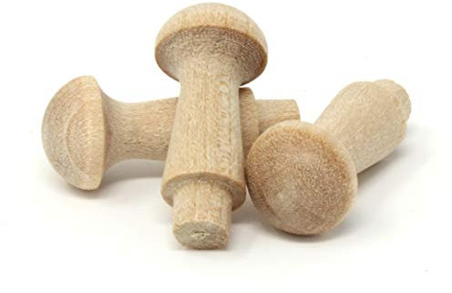 1-Inch Miniature Mini Unfinished Small Wood Shaker Pegs Paint or Stain for Crafts Includes Tenon Length of 3/16-Inch (25-Pack) - Balsam Point Workshop