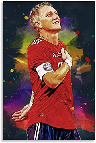 ZRRTTG Leinwand Bilder Kunst 60x90cm Fußballer Superstar Bastian Schweinsteiger Hd Sport Dekoratives Wohnzimmer Schlafzimmer Malerei Poster Druckt Gedruckte Kein Rahmen