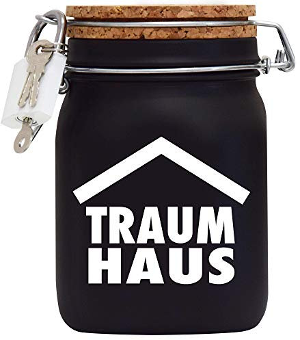 Spardose Traumhaus Geld Geschenk Idee Schwarz L