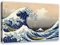 Feeby Bild auf Vlies Leinwand Tsunami-Welle Ukiyo-e Japan 45x30 cm Kunstdruck Modern Wandbilder Deko Flur Wohnzimmer Kanagawa Holzschnitt Hokusai Blau