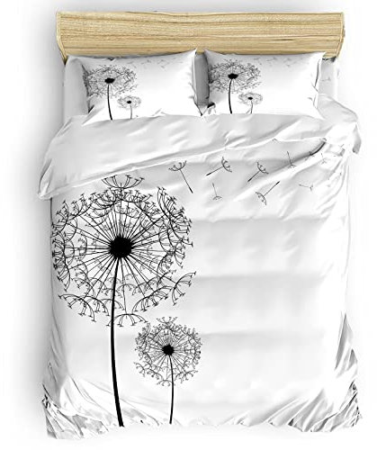 WQIZXCW Pusteblume Bettwäsche 135x200, 110gsm Microfaser Bettbezug Set 2 Teilig - Weich & Angenehm & Atmungsaktiv, 1 Bettbezüge mit Reißverschluss + 1 Kissenbezug 80x80 cm