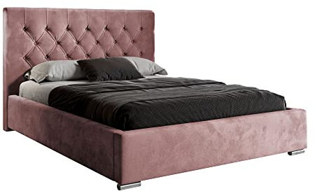 lukmebel Glamour II Polsterbett 180 x 200 cm mit Bettkasten - Doppelbett 180 x 200 mit Lattenrost - Bett 180 x 200 mit Stauraum French Velvet 682