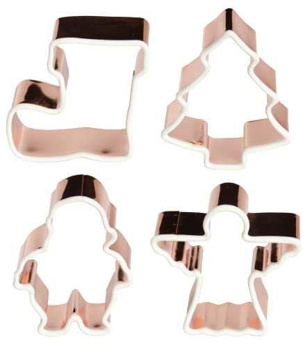 Lurch - 4er Set Ausstechformen Xmas Mini aus Edelstahl & Silikon ideal zum Backen - Plätzchen-Ausstecher Formen in 4 Motiven: Nikolaus, Stiefel, Engel, Tannenbaum - Keksausstecher zu Weihnachten