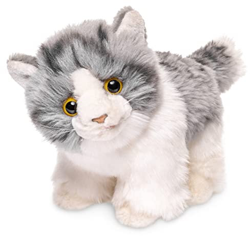 Uni-Toys - Kätzchen, stehend (grau-weiß) - 18 cm (Länge) - Plüsch-Katze - Plüschtier, Kuscheltier