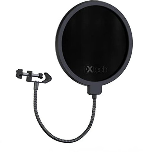 IXTECH Popfilter für Blue Yeti-Mikrofon, doppelschichtiger Schallschutz, Schildwächter, Windschutz mit flexiblem 360-Grad-Schwanenhals-Clip, Stabilisierend