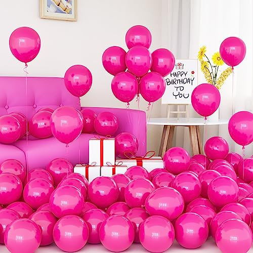 Luftballons Pink, 50 Stück 5 Zoll Rosa Matt Pinke Hot Fuchsia Latex Ballon Set mit Band für Frauen Mädchen Geburtstag Hochzeit Jubiläum Party Deko Brautparty Eagagement Neujahr Karneval Dekorationen