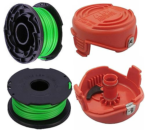 Bobine de fil de rechange pour débroussailleuse - Capuchon et ligne orange - Compatible avec GL7033 GL9035-2 - Bobine de ligne + 2 capuchons de bobine