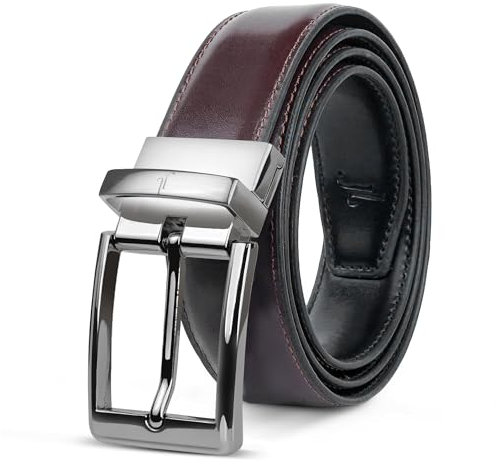 JULIUR LAMONT Premium Gürtel Herren Leder Ledergürtel als Wendegürtel - Klassisch Echtleder Herrengürtel als Businessgürtel, Jeansgürtel und Anzuggürtel zweifarbig schwarz/braun - Männer Drehgürtel