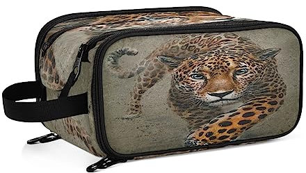 Kulturbeutel Leoparden-Print Große Kosmetiktasche Kulturtasche Waschtasche Make Up Tasche Waschbeutel Schminktasche für Damen Mädchen