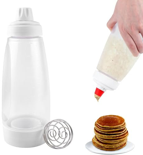WBYNB Distributeur de Pâte, Bouteille de Pâte, Pancake Distributeur de Pâte, Bouteille de Mélangeur, Distributeur de Pâte Bouteille à Écraser, Bouteille de Pâte à Crêpes, pour Crêpes, Gaufres,Muffin