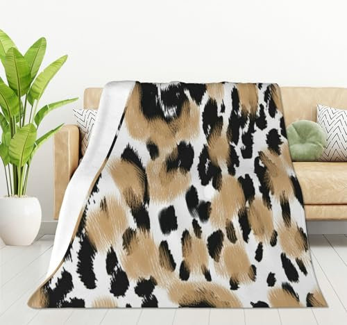 HGOD DESIGNS Decke mit Leopardenmuster, weich, bequem, für Sofa, Stuhl, Bett, Büro, 100 x 130 cm