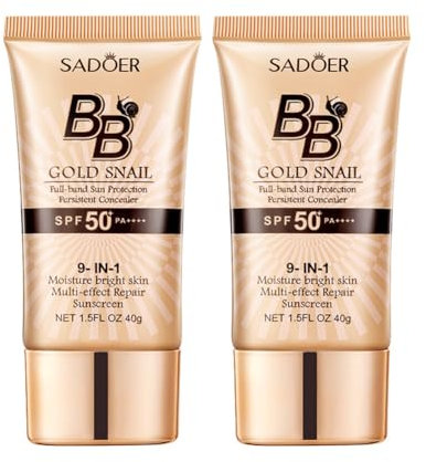 BB Crème, Crème Solaire 2PCS Crème Hydratante Teintée Protection De Peau SPF 50+ BB Crème Hydratante Écran Solaire Pour Visage Crème Teint Soin Du Visage Pour Tous Types de Peaux
