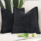 Madizz 2er Set Chenille Samt mit Rand Kissenbezüge Weiche Dekorativ Zierkissenbezüge Modern Kissenhülle für Sofa Wohnzimmer Schlafzimmer Schwarz 60x60 cm