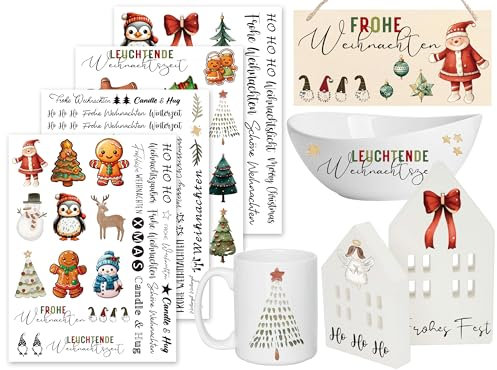 Sugeru Rub On Sticker - 4PCS Set | Sprüche Deko für Geburtstag, Raysin Keraflott, Silikonformen Gießformen, Hochzeit, Familie Folie für Möbel, Glas, Holz, Fotoalbum, Aufkleber Aesthetic (Weihn Ⅱ)