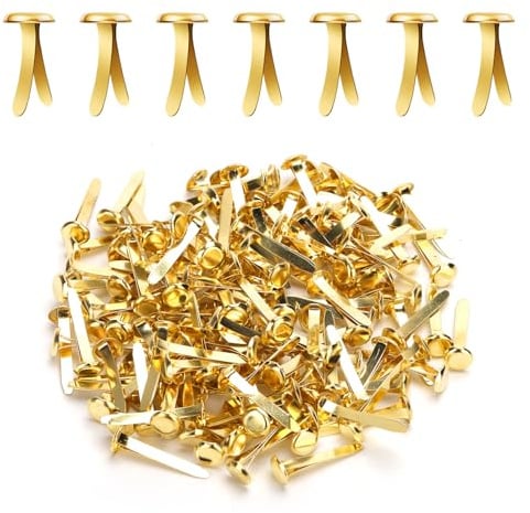 150pz Fermagli per Carta in Metallo, 8x17mm Fermagli per Carta Dorati Mini Brad a Testa Tonda Spille Divise Fai Da Te per Artigianato Album di Ritagli Biglietti Pareti Fotografiche