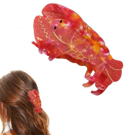 Einzigartige modische Haarklammern, Fischmuschel-Haarklammern, Zelluloseacetat-Muschel-Haarspangen, Ozean-Kreatur-Stil, Haarschmuck für Frauen und Mädchen (Hummer)
