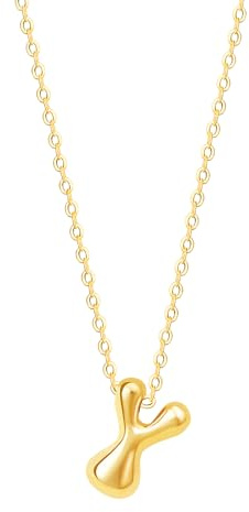 Viwind Buchstaben Anhänger Halskette Damen Kette 18k Gold A-Z Halskette für Damen Bubble Letter 48cm Einstellbar Mit Geschenkbox