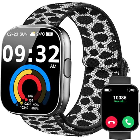 Smart Watch for Men Women Answer/Make Calls,with Bluetooth 2.1 HD Fitness Watch,IP68 Waterproof,Android/iOS,with Heart Rate Monitor Sleep Monitor Step Counter 113+ Sports Mode (Shallow leopard)
