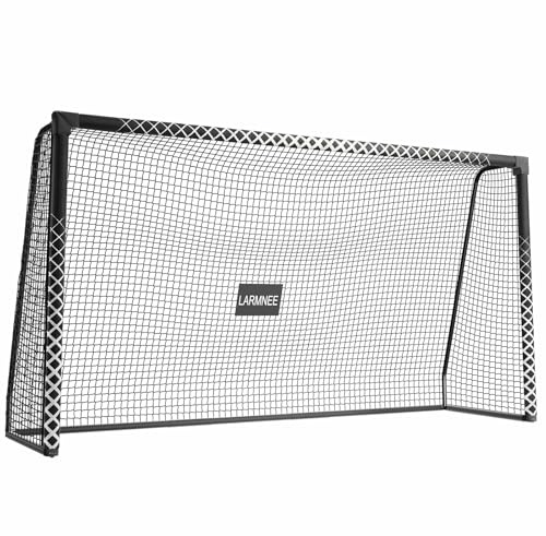 LARMNEE But de Football de 300 cm, Cage de Foot pour Enfant et Adulte, But de Football avec Mousse de Protection, Cage de Foot résistante aux intempéries, Filet en PE, Noir et Blanc EBW300FG02