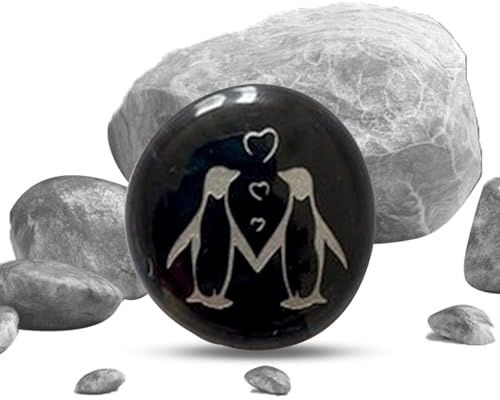 Generisch Pocket Positivity Pinguin-Kieselstein – graviertes Mini-Andenken-Kieselstein-Ornament | Eine kleine Taschen-Pinguin-Umarmungsdekoration, als Geburtstagsparty-Geschenk