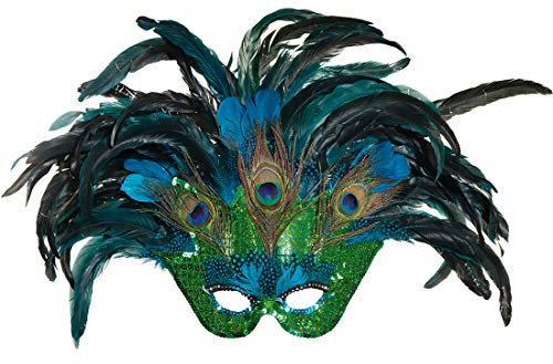 Amakando Wunderschöne Pfauen-Federmaske für Damen/ca. 40 x 60 cm/Auffällige Augenmaske Paradiesvogel/EIN Highlight zu Karneval & Mottoparty