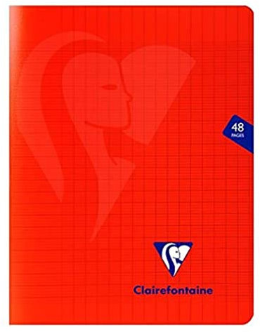 Clairefontaine 333751C Un Cahier Agrafé Mimesys Rouge - 17x22 cm - 48 Pages Grands Carreaux - Papier Blanc 90 g - Couverture Polypro