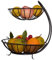 Ardentity Panier à fruits et légumes, 2 Étages, Coupe Fruit, Design Noire, Rectangulaire, Métal, Durable, Revêtement en poudre, Moderne, Pratique