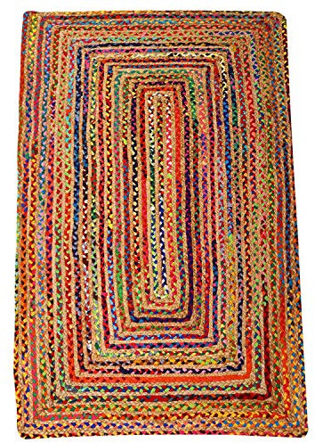 Casa Moro Jute Teppich Esha bunt 80 x 150 cm rechteckig | Teppich-Läufer im Boho-Chic aus Natur-Teppich aus Jute & Baumwolle handgeflochten & genäht | Wohn-Deko Wohn-Teppich | MA5610