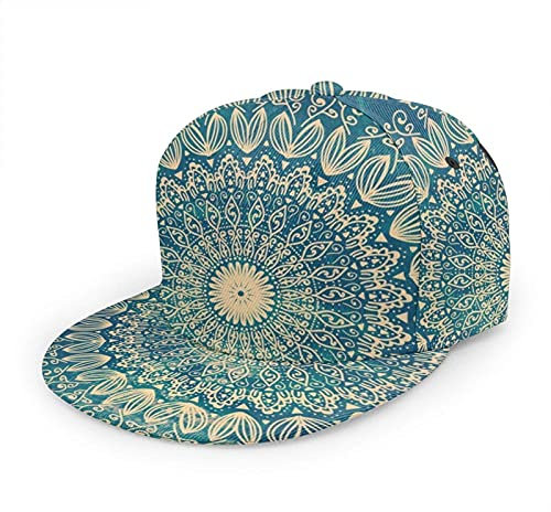 Oaieltj Unisex Baseball Cap Damen Herren Einstellbare Hip Hop Hut Mode Flache Schirmmütze Baseball Cap, Dreifach grüne Batik-Mandala-Blume, One size