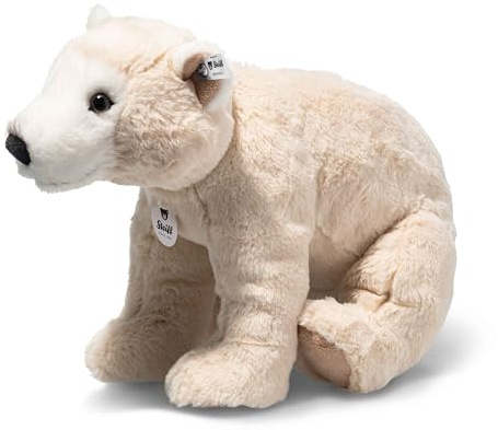 Steiff Kuscheltier Teddies for Tomorrow Siro Eisbär, Süßes Stofftier mit Kunststoffaugen, Kinder, Jungen & Mädchen, Plüschtier 30 cm, Weiß, 062575