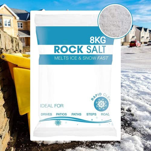 Hadley 8KG Bag White De-Icing Rock Salt for Keeping Driveways and Paths Clear of Ice & Snow