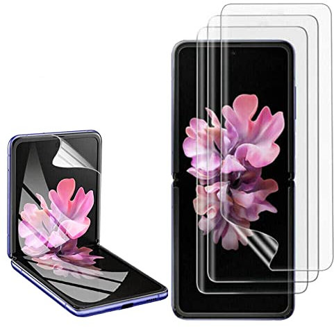 3 Piezas Protector de Pantalla Samsung Galaxy Z Flip 6/Galaxy Z Flip 5/Galaxy Z Flip 4, TPU Película de Hidrogel Flexible, 3D Cobertura Completa, Alta Definición, Alta Sensibilidad