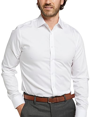 Double TWO Men's Dress Shirt Long Sleeve Plain Formal Business Wedding Non Iron Shirt Slim or Regular Fit