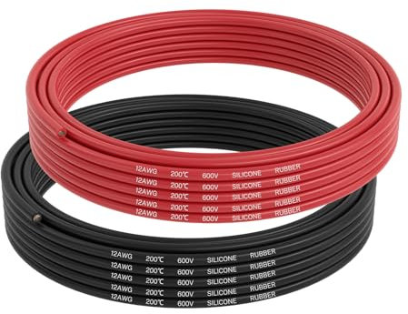FIRMERST 12 Gauge Flexible Silicone Wire 7.5M Red and 7.5M Black, Stranded Tinner Copper Conductor