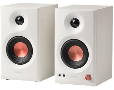 Edifier MR3 - Altavoces de Estudio compactos 2.0, Hi-Res Audio, Bluetooth V5.4, Controles físicos, RCA, AUX, Aplicación móvil, 2x18W, Blanco