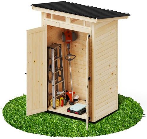 Schroth Home PALgarden Gerätehaus – geräumiger Geräteschuppen – Werkzeugschuppen aus Holz – 126 x 87 x 220 cm (PAlgarden Plus)