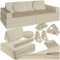 tectake® Spielsofa, Kindersofa klappbar, modulares Sofa mit Spiel- und Schlaffunktion, Möbel für Kinderzimmer, Indoor Spielplatz, Couch oder Sitzkissen, Schaumstoff Stapelsteine - 160 cm, beige