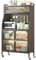 ONKBOITE Armario de Cocina, Mueble Auxiliar, 5 Niveles Aparador, Con Orificio para Cables, Ganchos, Ruedas, Puerta Magnética, Color Negro (86x36x164cm)