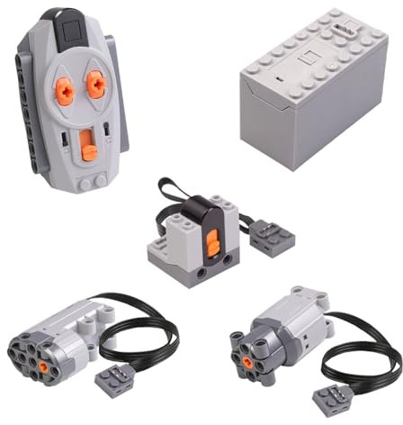 Ldiymoc 5PCS Power Functions Motor Set Compatible With Lego-Technic Toy, Include 1 x IR Remote Control, 1 x AAA Battery Box, 1 x Servo, 1 x L-Motor, 1 x IR Receiver