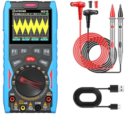 IN210 Digitales Oszilloskop-Multimeter – 12 MHz, 50 Msps, 6000 Counts, True RMS, Signalgenerator, 2,4-Display, für Elektronikreparatur, Labor, DIY und Ausbildung
