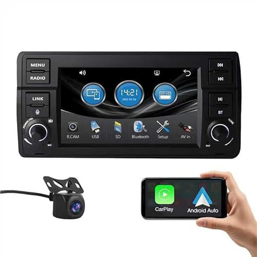 Radio para automóvil Compatible con BMW E46 (1999–2004) Serie 3. Admite CarPlay inalámbrico/cableado, Android Auto + Mirror Link. Radio con Am/FM/RDS, Pantalla táctil HD de 7 Pulgadas