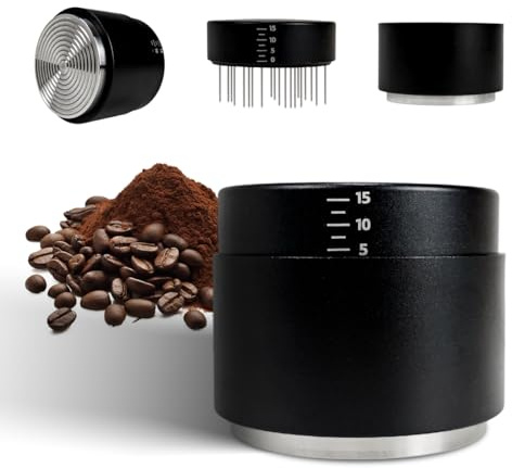 3-in-1 Kaffeeverteiler und Tamper mit WDT Werkzeug – Einstellbares Espresso Verteiler-Set – Profi Barista Espresso Zubehör für 51mm Portafilter (53mm)