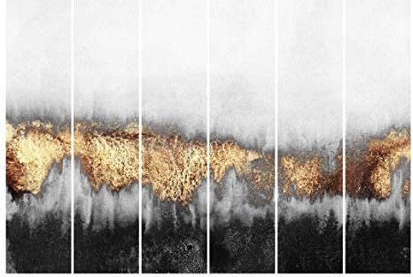 Bilderwelten Schiebegardinen Set Elisabeth Fredriksson Goldspuren in Aquarell 6 Flächenvorhänge 250 x 360cm Deckenhalterung