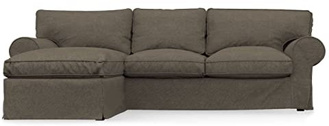 COMFORTLY IKEA 2-Sitzer Sofa mit Chaiselongue rechts/links, Ersatzbezug, handgefertigt, kompatibel mit EKTORP Ecksofa, nur Bezüge (Leinenmischung – Dunkelbeige)