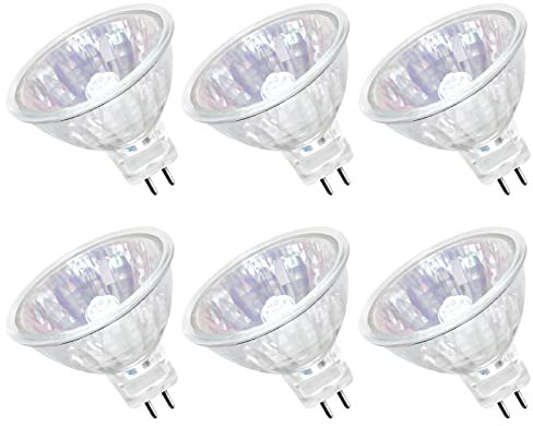 Comyan MR16 Halogen Light Bulbs 50W 12V GU5.3 Spotlight Bulbs 2 Pin Base 4000 Hrs Lifespan Dimmable MR16 Halogen Bulb 36° Beam Angle 3000K Warm White Dichroic - 6Pack