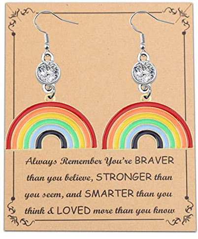 BNQL LGBT Pride Regenbogen Ohrringe Regenbogen Ohrringe Lesben Geschenk für Frauen Edelstahl, Edelstahl