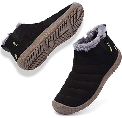 VLOOKST Botas de Nieve Hombre Impermeable Invierno Botines Aire libre Antideslizante Botas de Moda Calentar Forrado Botas para Nieve Pantuflas Zapatillas de Casa Alta Negro Tallas 40