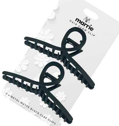 Hair Clips Large Metal Hair Claw Clips Strong Hold Vintage Shark Claw Clips Clamp Hair Accessories for Women Girls Thin Thick Hairs (Black x 2)